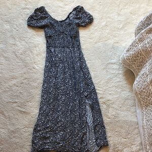 Navy Blue Floral Women's Dress